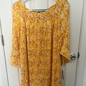 Golden Yellow and White Summer Dress